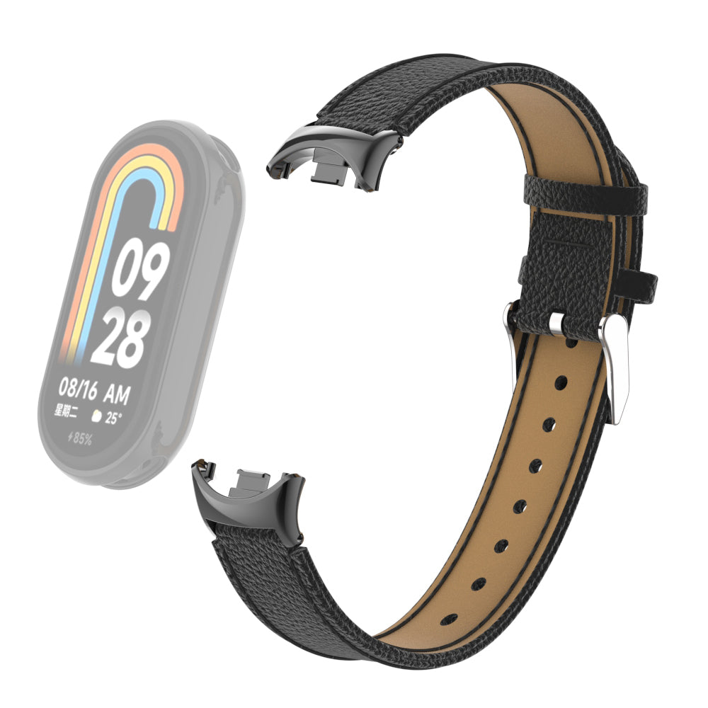 For Xiaomi Smart Band 8 Genuine Cow Leather Watch Band Litchi Texture Watch Strap with Connector For Xiaomi Smart Band 8 Genuine Cow Leather Watch Band Litchi Texture Watch Strap with Connector